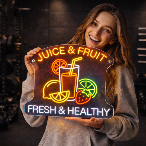 Doğal Meyve Suyu Neon Tabela – Smoothie Shop LED Sign | Vitamin & Sağlık Bar Dekoru