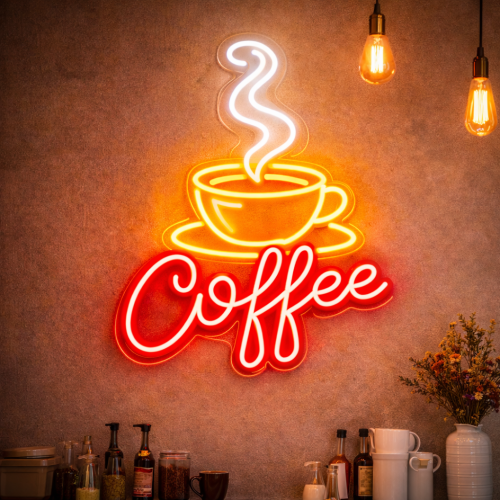 Coffee LED Neon Tabela – Cafe & Kahve Dükkanı Duvar Dekoru