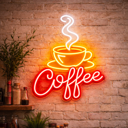 Coffee LED Neon Tabela – Cafe & Kahve Dükkanı Duvar Dekoru