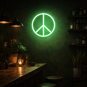 Barış Sembolü LED Neon Tabela Yeşil Duvar Aydınlatma