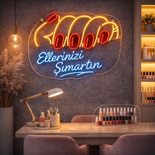 Ellerinizi Şımartın LED Işıklı Neon Tabela - Güzellik Salonu Decor