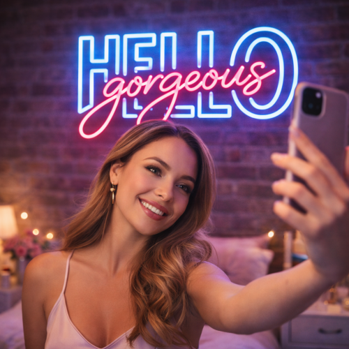 Hello Gorgeous Neon Tabela – LED Işıklı Duvar Yazısı
