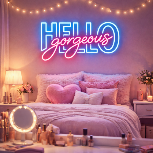 Hello Gorgeous Neon Tabela – LED Işıklı Duvar Yazısı