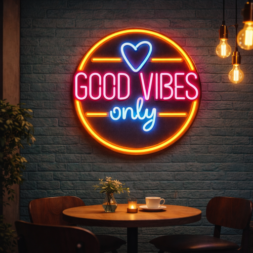 Good Vibes Only LED Neon Tabela – Neon Duvar Dekoru