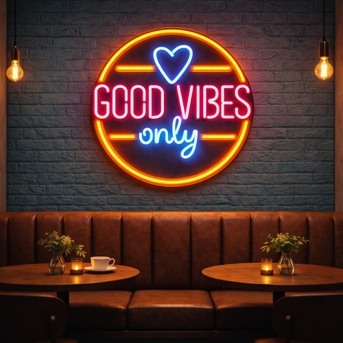 Good Vibes Only LED Neon Tabela – Neon Duvar Dekoru