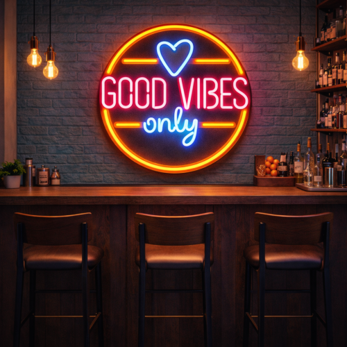 Good Vibes Only LED Neon Tabela – Neon Duvar Dekoru
