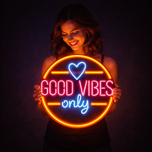 Good Vibes Only LED Neon Tabela – Neon Duvar Dekoru